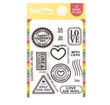 Waffle Flower Clear Stamp - Postage Collage Stamp Set / Love 